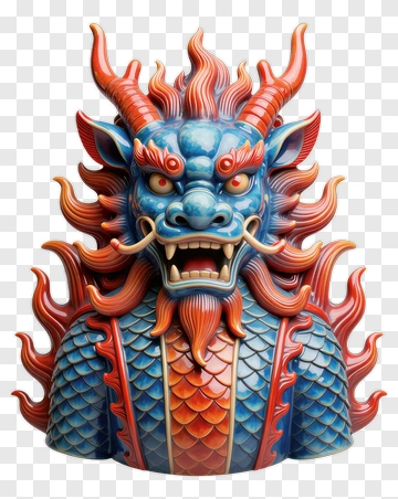 Colorful Dragon Sculpture PNG