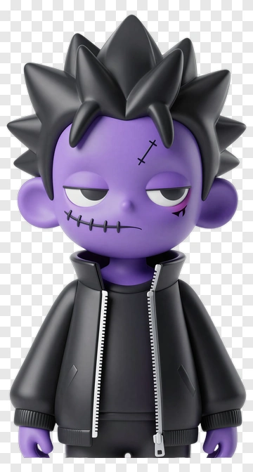 Cartoon Purple Character With Spiky Hair PNG