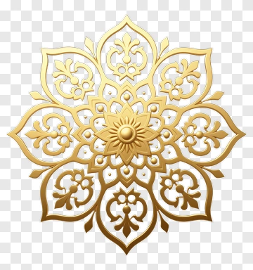 Golden Floral Mandala Design PNG