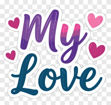 My Love Decorative Text With Hearts PNG