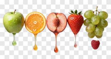 Colorful Fruit Collection With Dripping Juice PNG