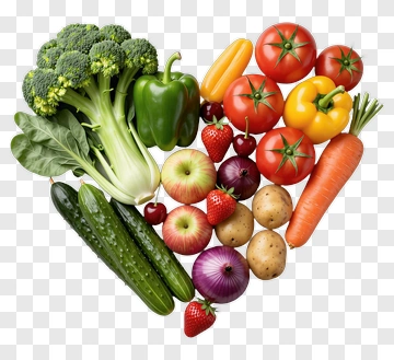 Heart-Shaped Arrangement Of Fresh Vegetables And Fruits PNG