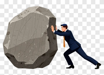 Businessman Pushing A Large Rock PNG