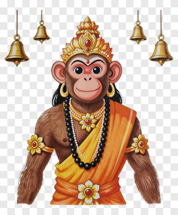 Cartoon Monkey In Traditional Indian Attire PNG