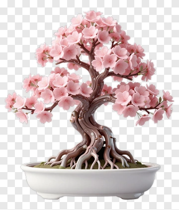 Bonsai Tree With Pink Flowers PNG