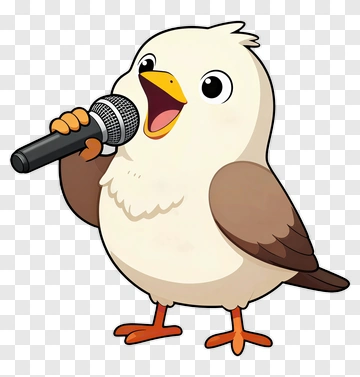 Cartoon Bird Singing With A Microphone PNG
