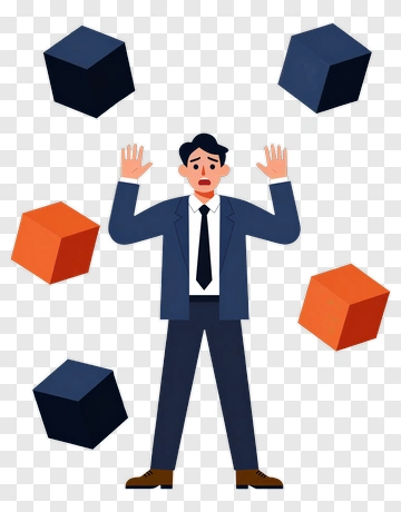 Businessman Juggling Colored Cubes PNG