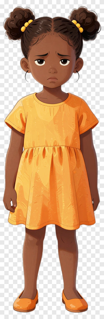 Cartoon Girl Wearing An Orange Dress PNG
