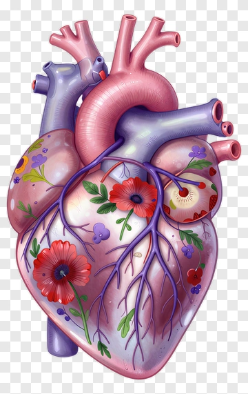 Colorful Heart With Floral Design PNG