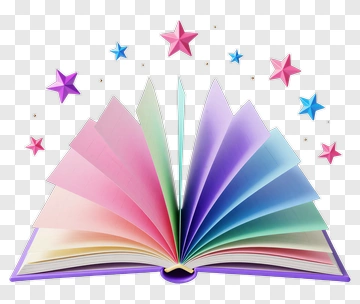 Colorful Open Book With Stars PNG