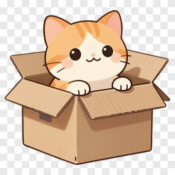 Cartoon Cat In A Box PNG