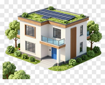 Modern Eco House With Solar Panels PNG