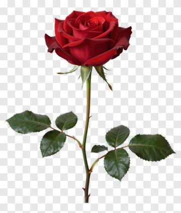 Red Rose With Green Leaves PNG