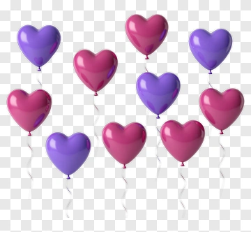 Colorful Heart Balloons PNG