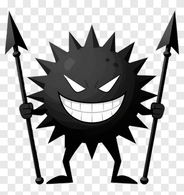 Cartoon Spiky Character Holding Spears PNG