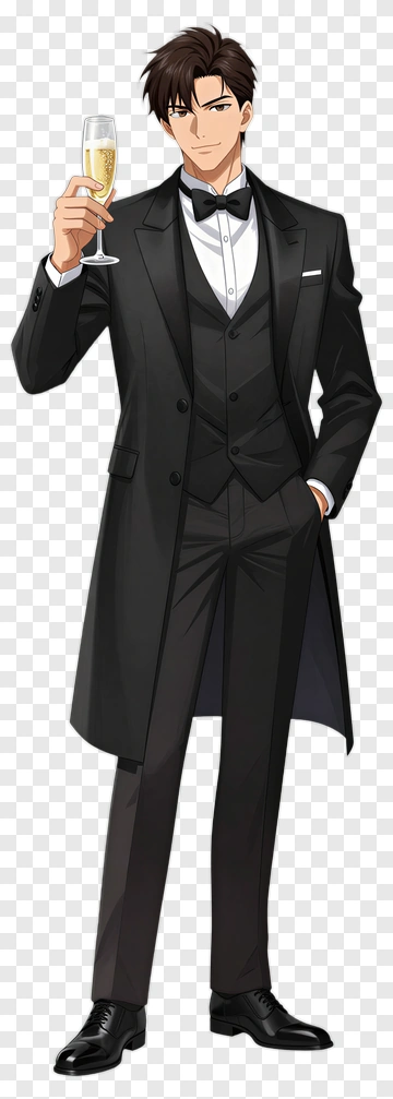Elegant Man Holding A Champagne Glass PNG