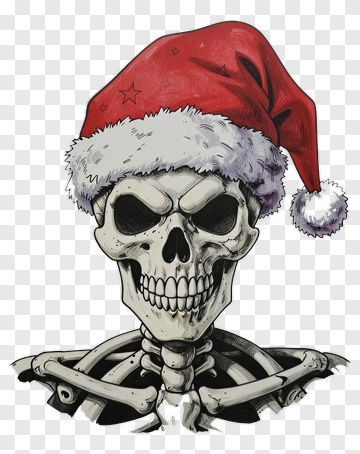 Skeleton Wearing A Santa Hat PNG