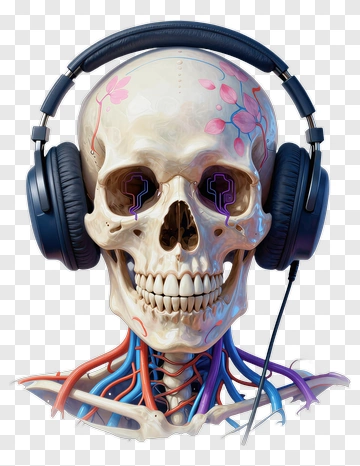 Stylized Skull Wearing Headphones PNG
