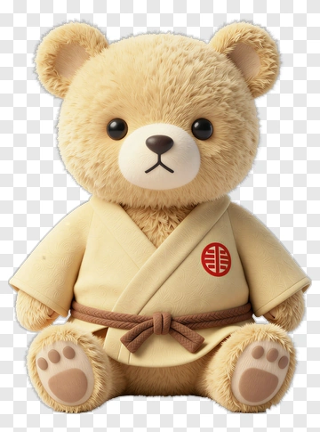 3D Teddy Bear In A Karate Uniform PNG