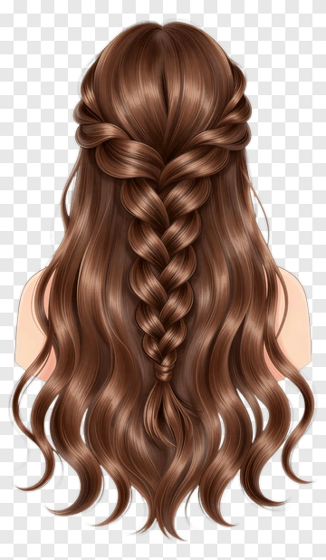 Long Brown Hair With Braid PNG