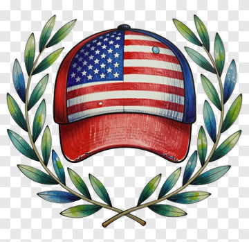 Baseball Cap With American Flag Design PNG