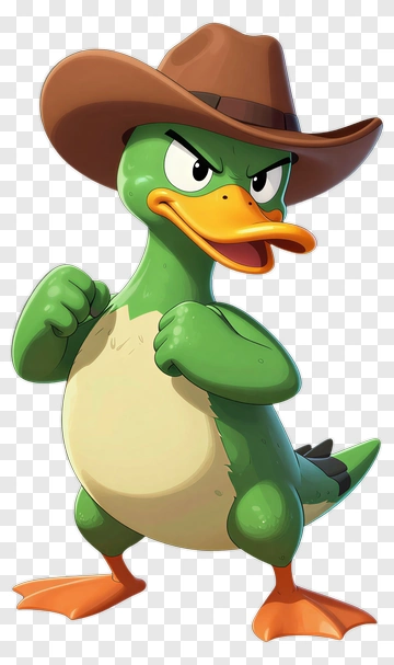 3D Duck Wearing A Cowboy Hat PNG
