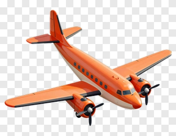 3D Orange Airplane PNG