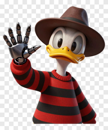 Cartoon Duck Wearing A Hat And Striped Sweater PNG