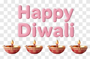Happy Diwali With Decorative Oil Lamps PNG