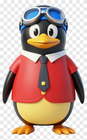 Cartoon Penguin Wearing A Red Shirt And Goggles PNG