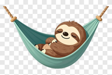 Cartoon Sloth Relaxing In A Hammock PNG