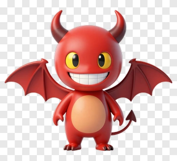 Cartoon Devil Character With Wings PNG