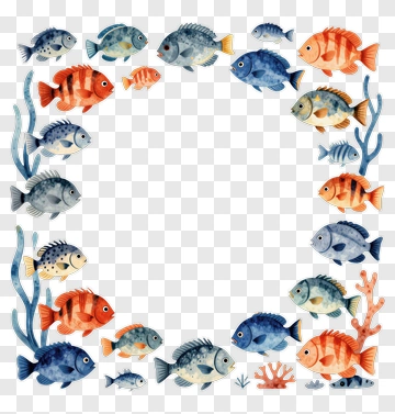 Colorful Fish Frame PNG