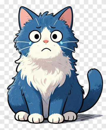 Cartoon Cat With Tears PNG