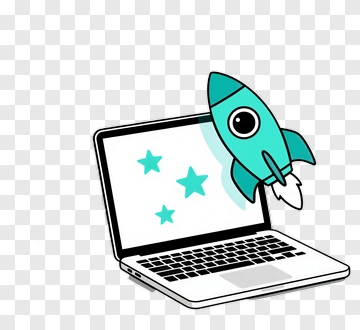 Cartoon Rocket Launching From A Laptop PNG