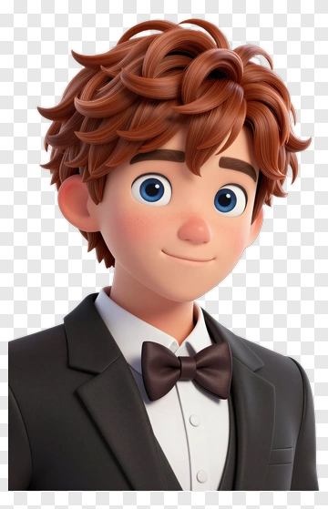3D Cartoon Boy In Tuxedo With Bow Tie PNG
