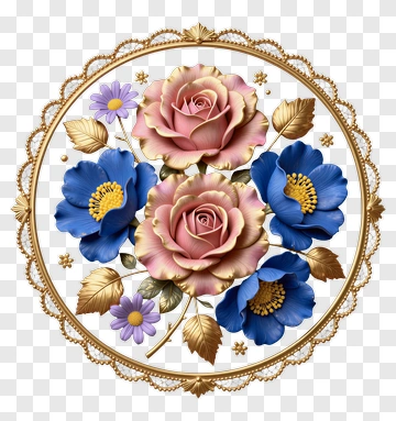 Colorful Floral Arrangement With Roses And Blue Flowers PNG