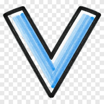 Blue V Shape With Black Outline PNG
