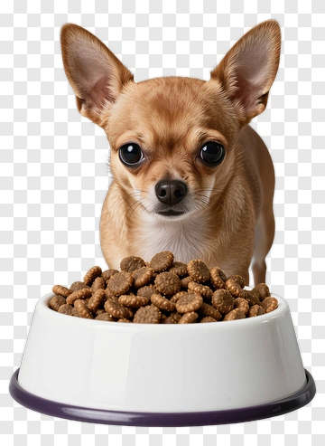 Chihuahua Dog With A Bowl Of Dog Food PNG