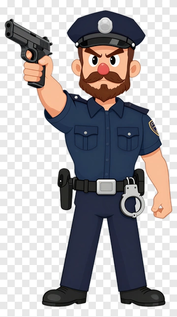 Cartoon Police Officer Holding A Gun PNG