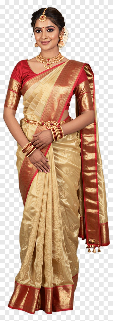 Woman In Traditional Indian Saree PNG