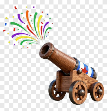 Colorful Celebration Cannon PNG