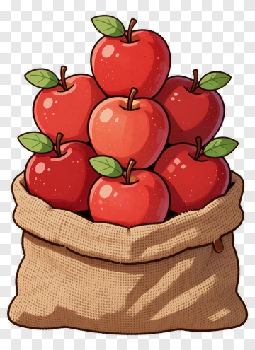 Cartoon Apple Basket PNG