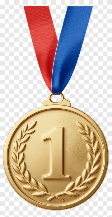 Gold Medal With Number One PNG