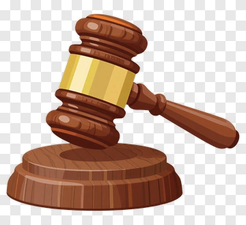 Cartoon Gavel On A Wooden Base PNG