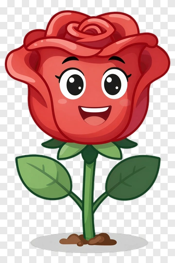 Cartoon Rose With A Happy Face PNG