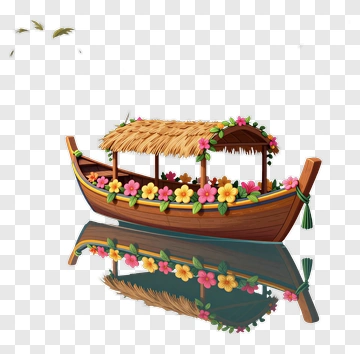 Decorative Boat With Flowers PNG