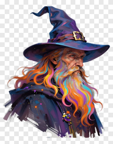 Colorful Wizard With A Magical Hat PNG