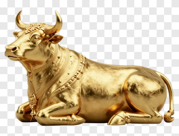 Golden Cow Sculpture PNG