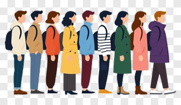 Diverse Group Of People Walking In Line PNG